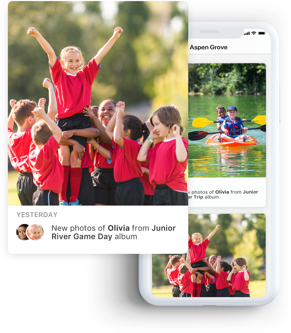 Campanion app feed with daily camp photos